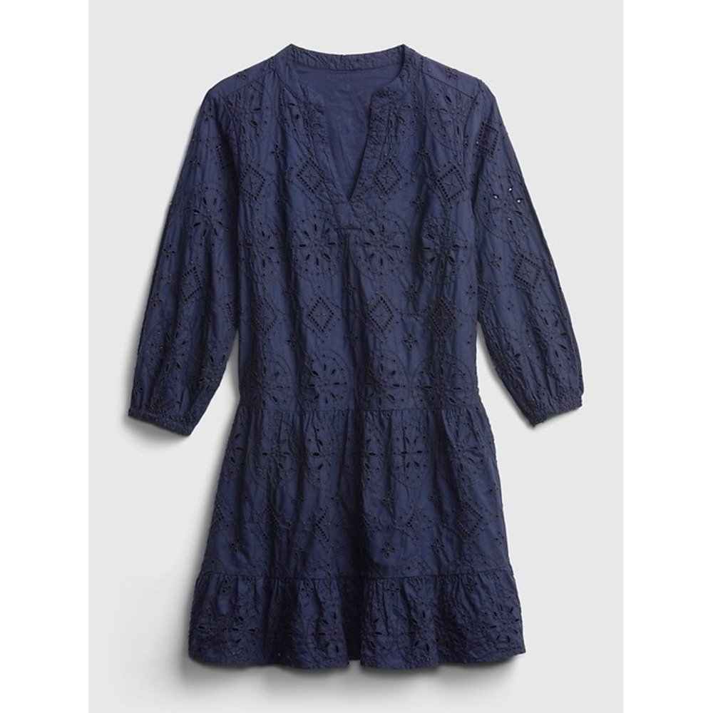GAP Navy Blue Embroidered Eyelet Tiered Mini Dress Women'sâ Size S
